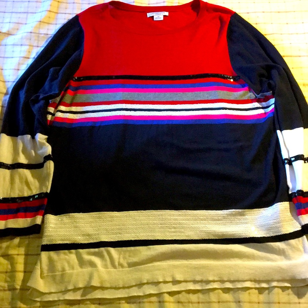 Liz Claiborne | Striped Colorful Sequins Sweater